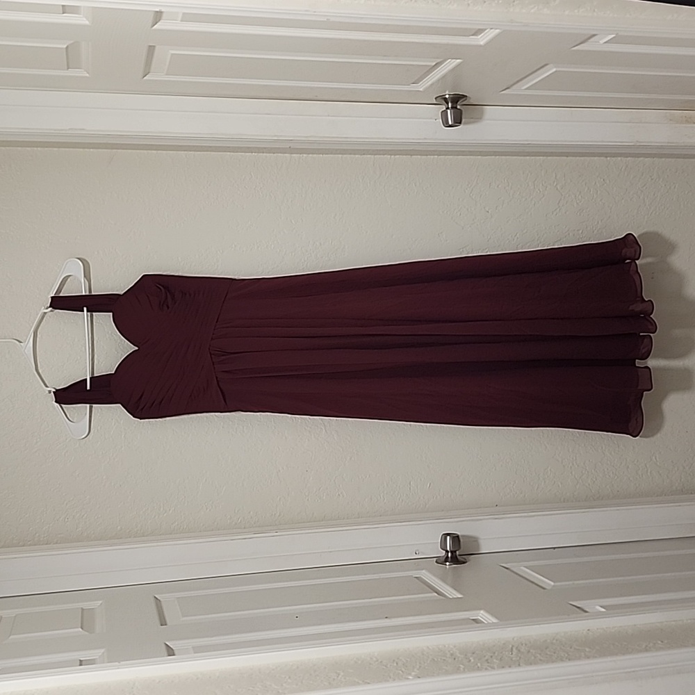 Burgundy Off the Shoulder Bridesmaid Dress Size 6